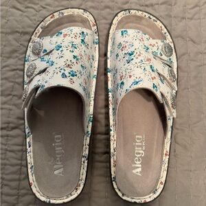 Alegria Leather Adjustable Slide Sandals